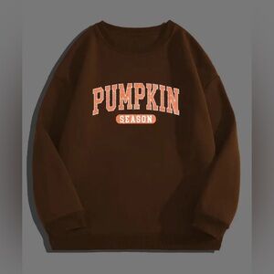 Men's Casual Crew Neck Sweatshirt with Pumpkin Print - Soft Polyester